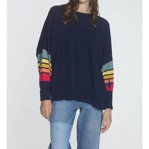 NEW LABEL+THREAD retro sweatshirt in navy surf multi